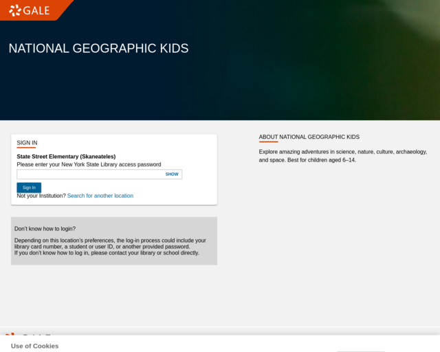 Screenshot of the National Geographic Kids website