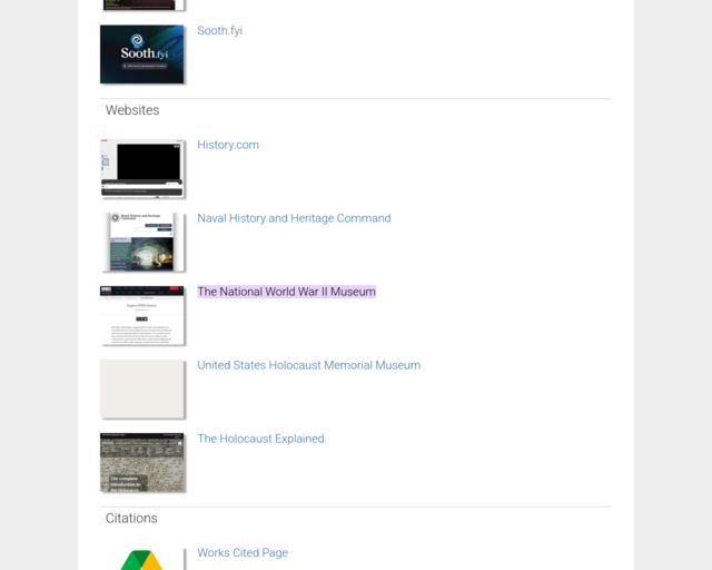 Screenshot of the The National World War II Museum website