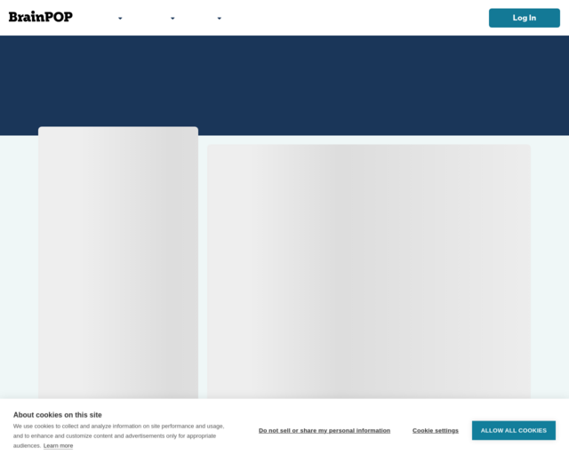 Screenshot of the Savanna @ BrainPop website
