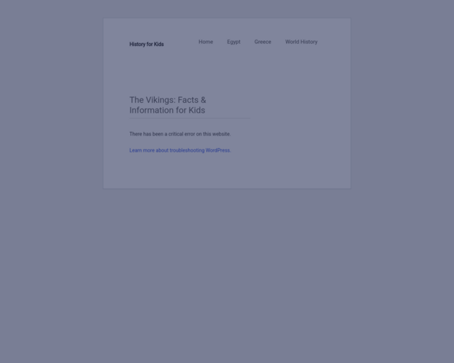 Screenshot of the Viking Facts for Kids website