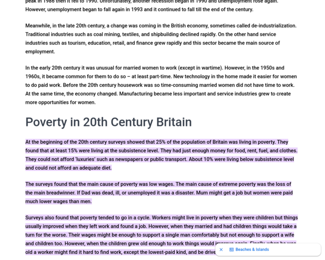 Screenshot of the England/Britain homes, daily life, food website