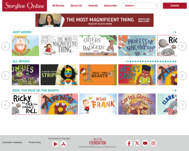 Screenshot of the Storyline Online website