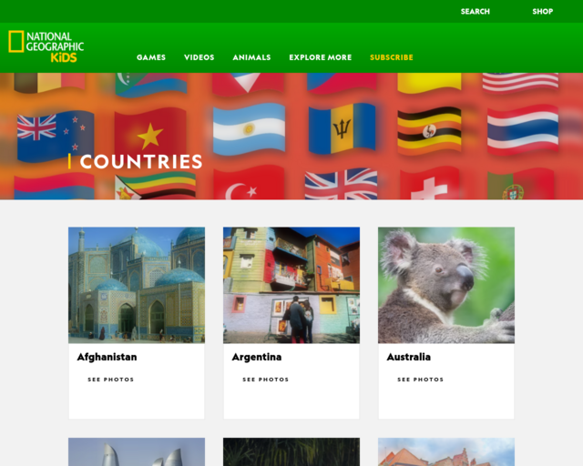 Screenshot of the Nat Geo Kids! website