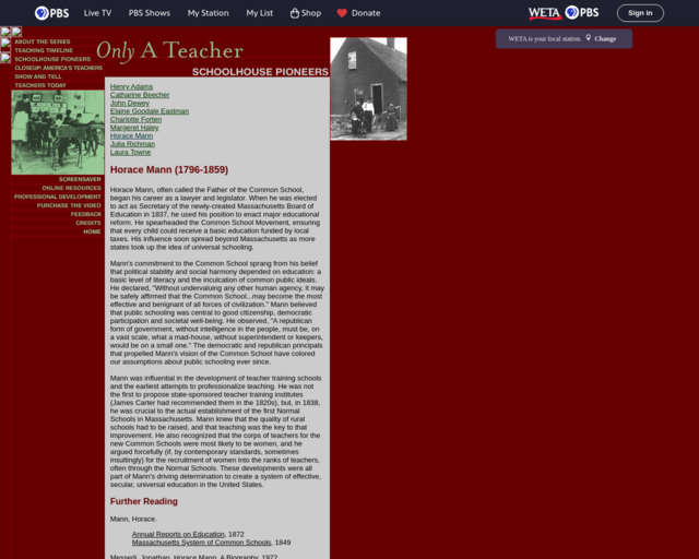 Screenshot of the Horace Mann website