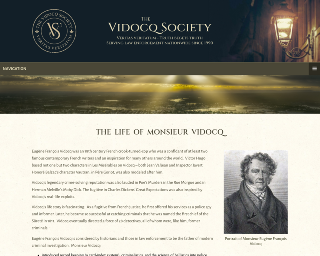 Screenshot of the Eugene Francois Vidocq (#2) website