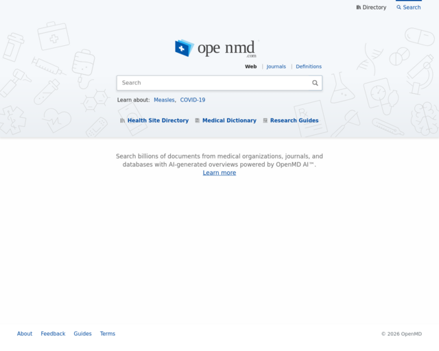 Screenshot of the Open MD website