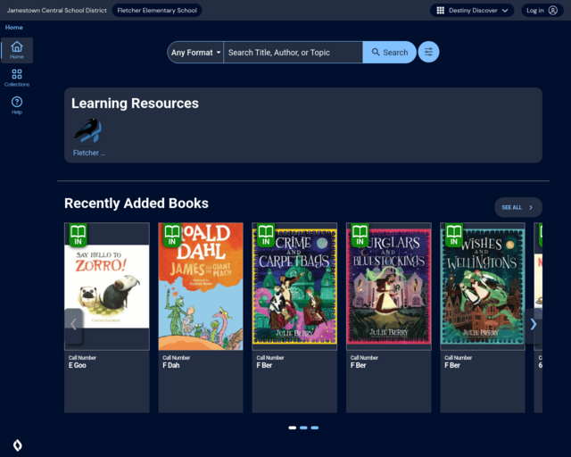 Screenshot of the OPAC website