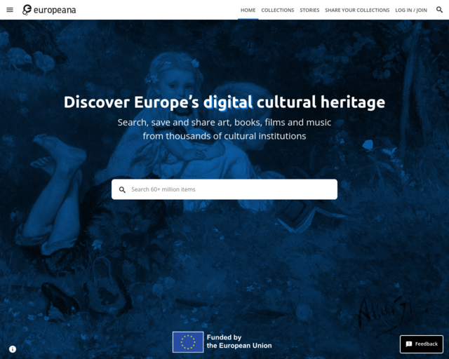 Screenshot of the Europeana website