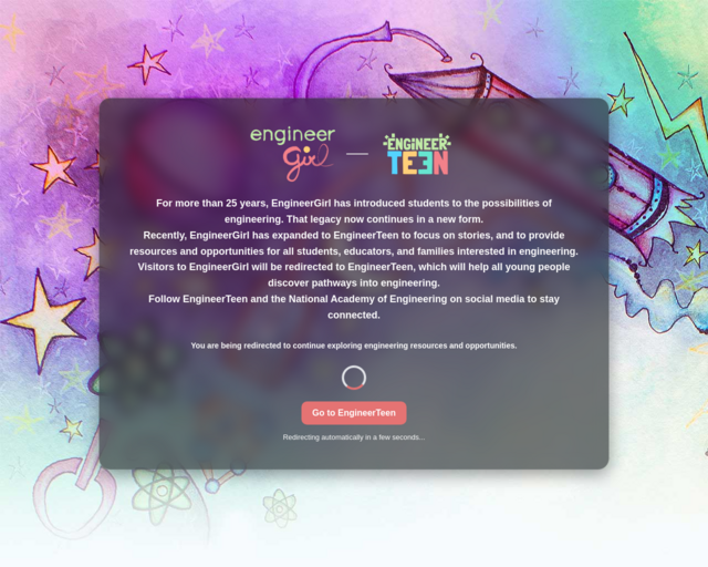 Screenshot of the Engineer Girl website