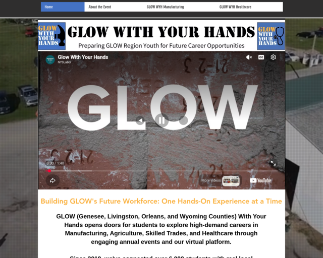 Screenshot of the GLOW -- Careers in Agriculture, Manufacturing, and Skilled Trades website