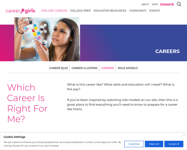 Screenshot of the Engineering and Design Careers website