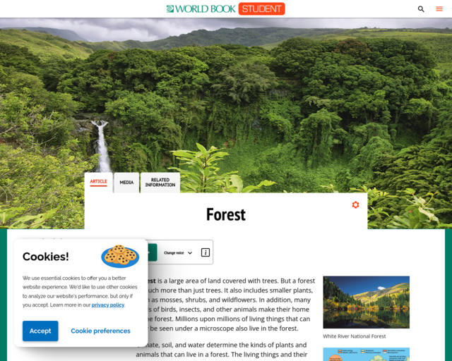 Screenshot of the Forest @ World Book website