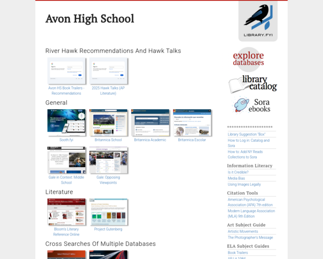 Screenshot of the Library.fyi - Library Catalog and/or SORA on Right website