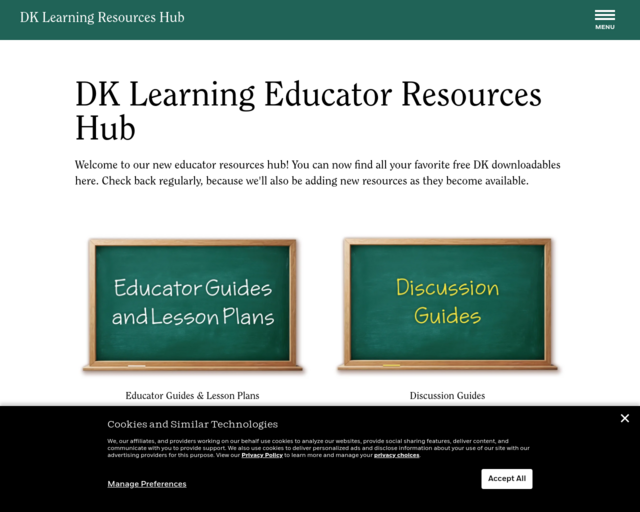 Screenshot of the DK Thirteen Colonies website