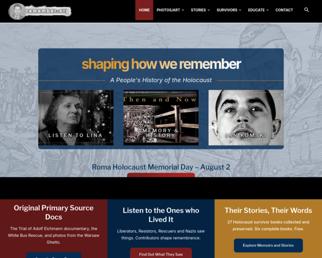 Screenshot of the Remember.org website