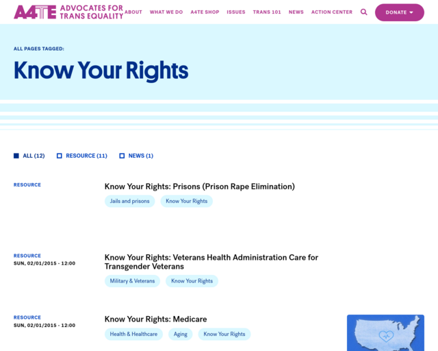 Screenshot of the Transequality.org Transgender Rights website