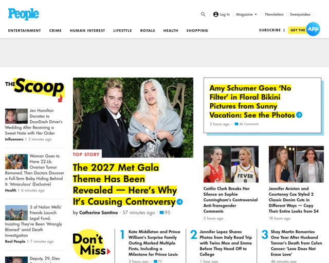 Screenshot of the People Magazine website