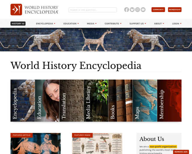 Screenshot of the World History Encyclopedia website