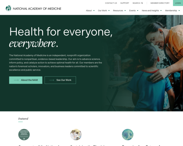 Screenshot of the National Academy of Medicine website