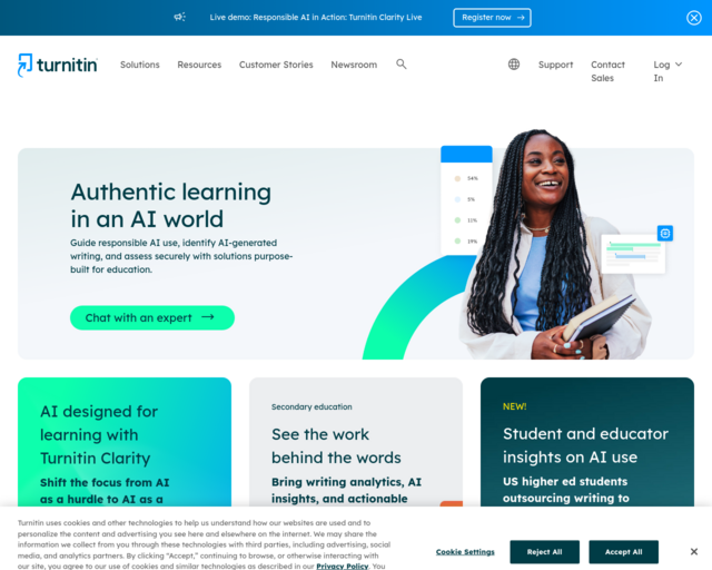 Screenshot of the turnitin website