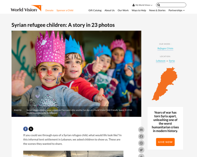 Screenshot of the Syrian Refugee Children website