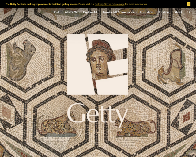 Screenshot of the Getty Museum website
