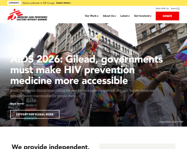 Screenshot of the Doctors Without Borders website