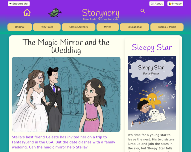 Screenshot of the Storynory website