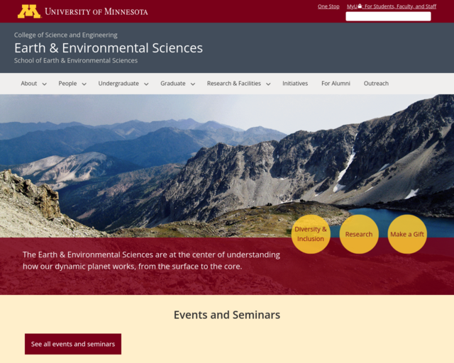 Screenshot of the University of Minnesota-Minerals website