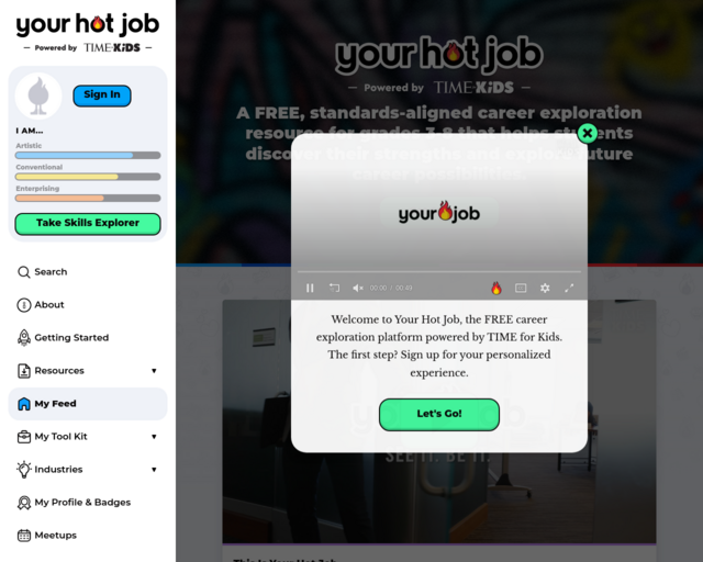 Screenshot of the Your Hot Job website