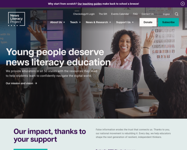 Screenshot of the News Literacy Project website