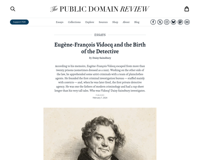 Screenshot of the Eugene Francois Vidocq website