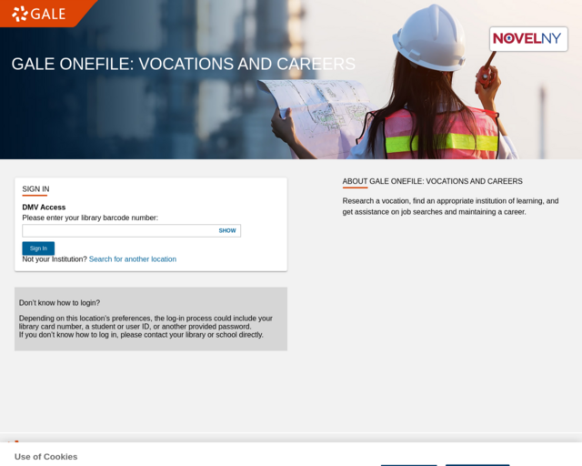 Screenshot of the Gale: Vocations and Careers website