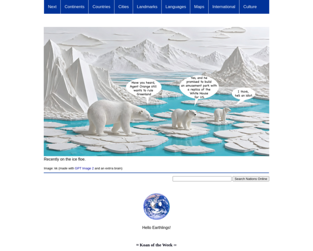Screenshot of the 99+ of the world's most amazing countries website