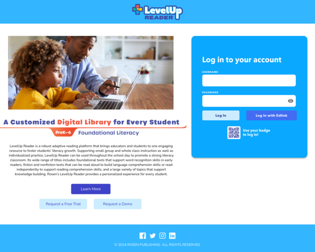 Screenshot of the Rosen LevelUp website