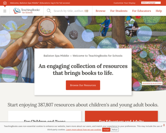 Screenshot of the TeachingBooks website