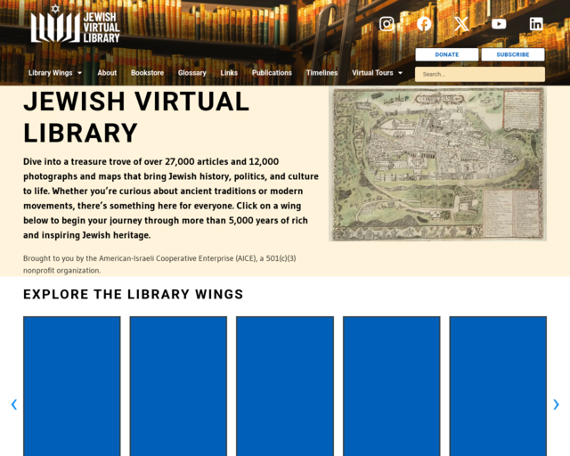 Screenshot of the Jewish Virtual Library website