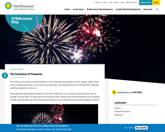 Screenshot of the Evolution of Fireworks website