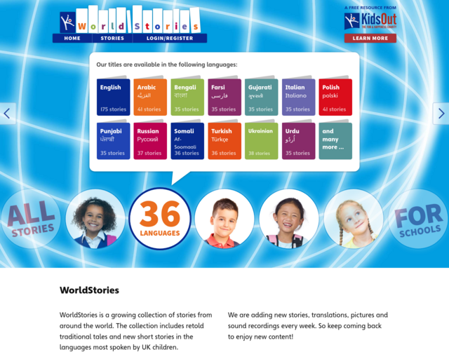 Screenshot of the World Stories website