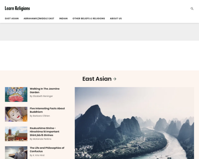 Screenshot of the Learn Religions website