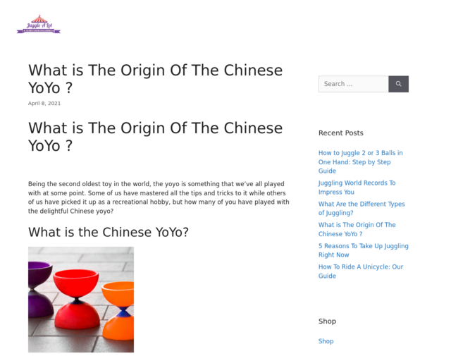 Screenshot of the Chinese Yoyo website