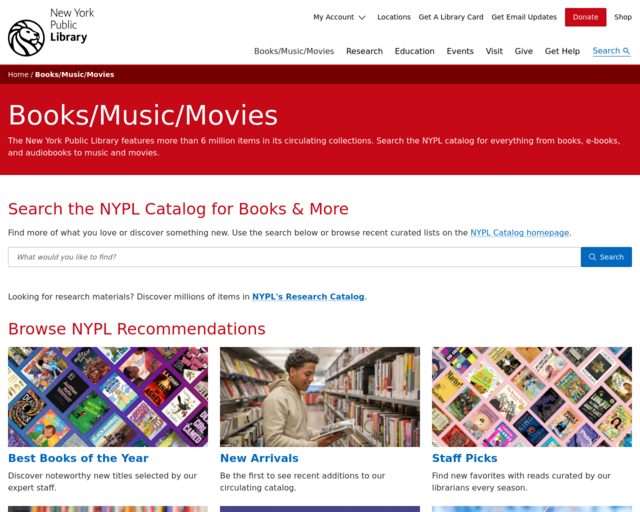 Screenshot of the NY Public Library Digital Collections website