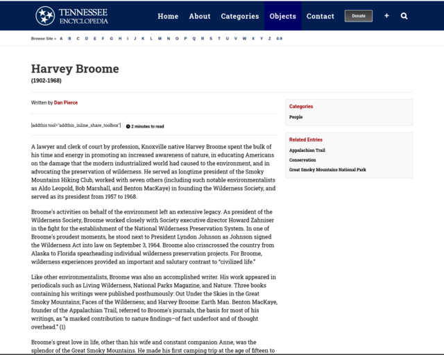 Screenshot of the Tennesee Encyclopedia website