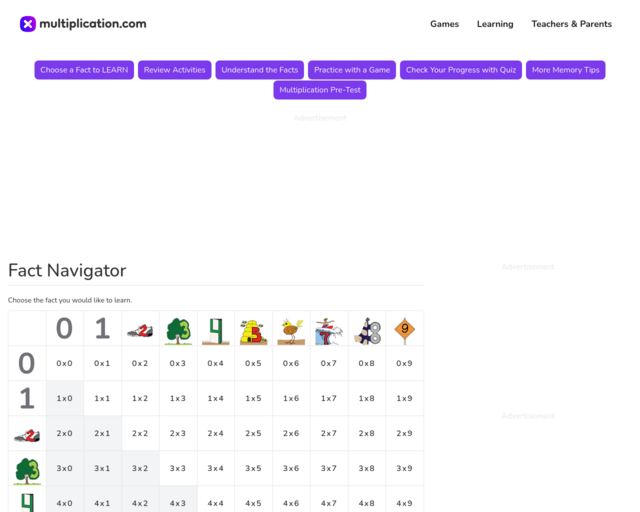 Screenshot of the Multiplication.com website