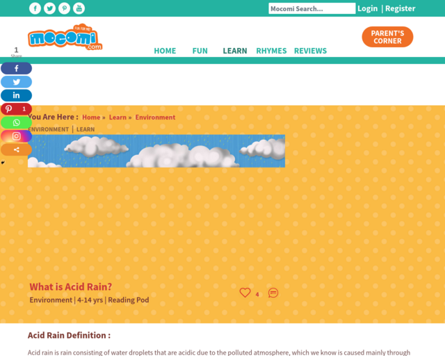 Screenshot of the What is Acid Rain website