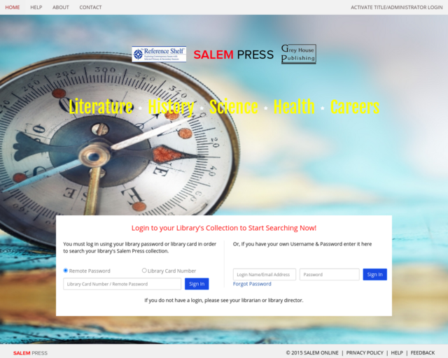 Screenshot of the Salem Press Science and Poetry website