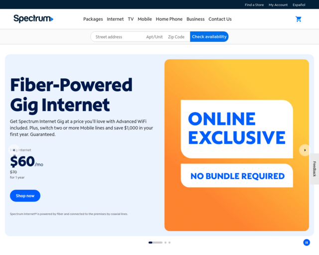 Screenshot of the Internet website