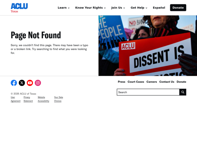 Screenshot of the Banned and Challenged Books in Texas website