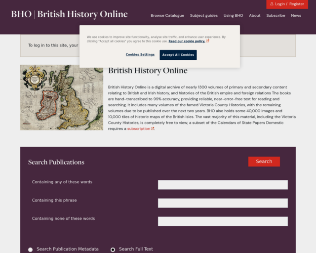 Screenshot of the British History Online website