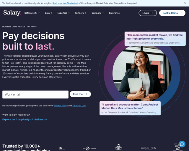 Screenshot of the Salary.com website
